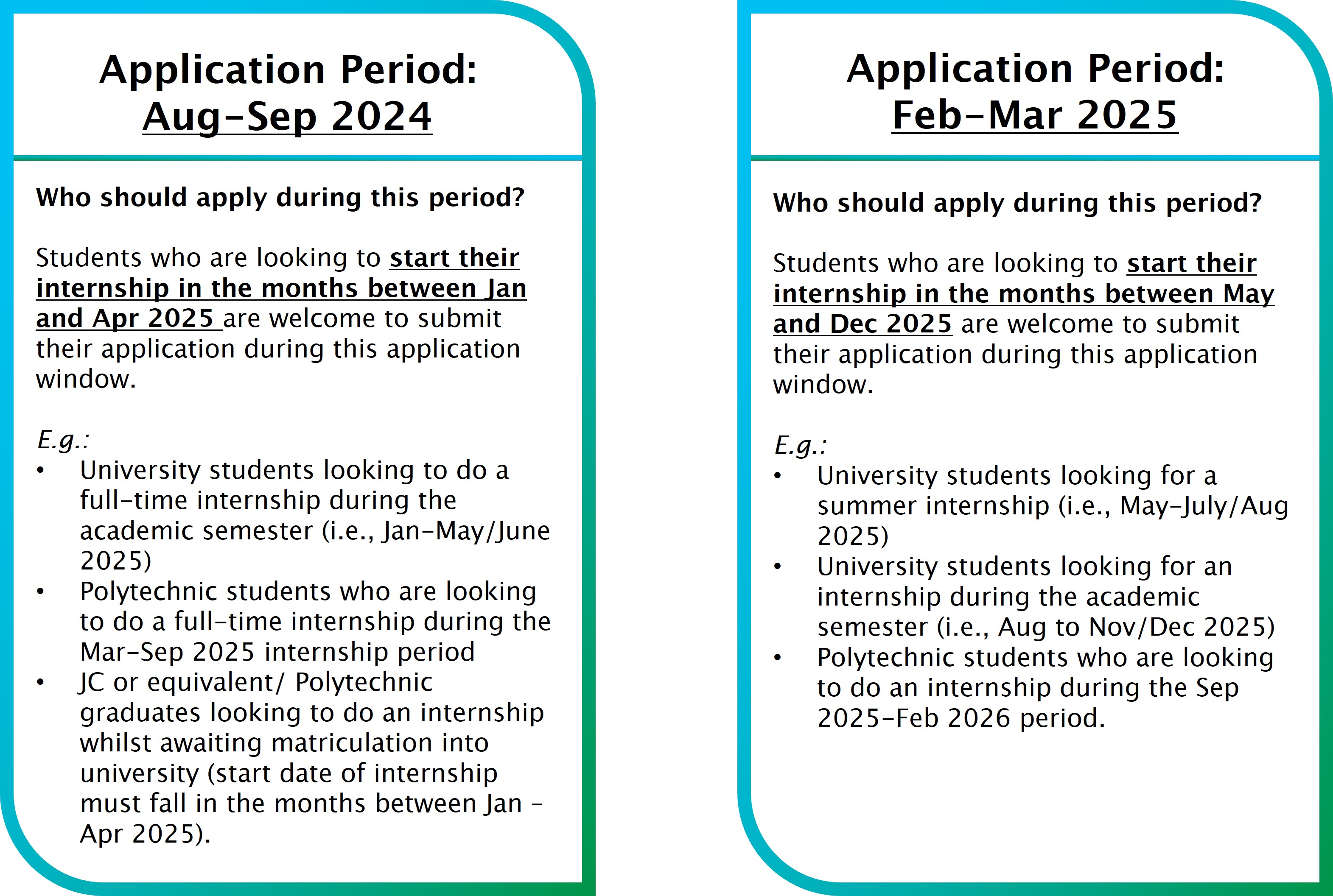 GovTech Internships Application Periods